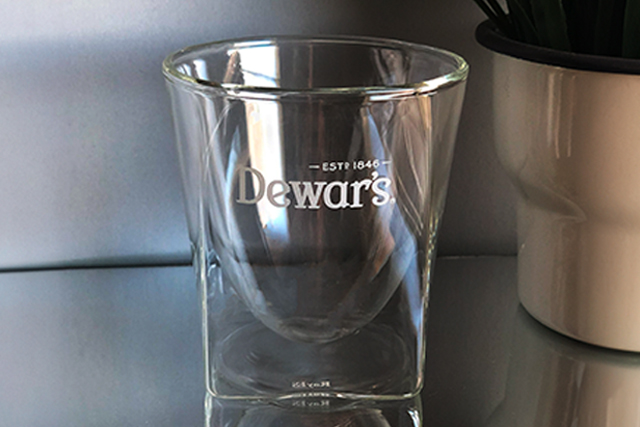 バカルディ　デュワーズ　Dewar's　ノベルティ rayes レイエス　ダブルウォールグラス