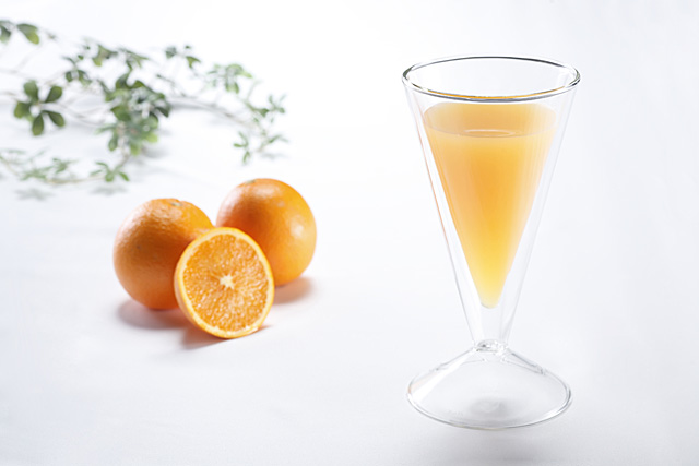 オレンジ　ジュース　rayes レイエス　スクエア　ダブルウォールグラス