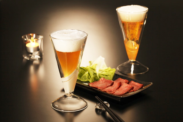 ディナー　ビール　シャンパン　斜光　SHAKO　 rayes レイエス　スクエア　ダブルウォールグラス
