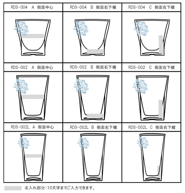 焼き付け　名入れ　バラ　ブルー　マーク　刻印　ギフト　プレゼント　おしゃれ　rayes　レイエス　スクエア　ダブルウォールグラス